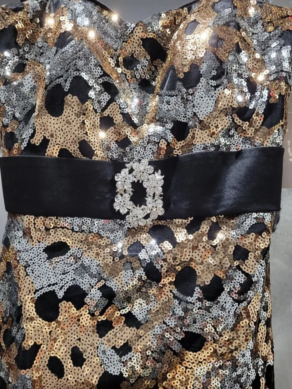 Rachel Allan/Party Time Princess Collection 2672 Size 6 Black and Gold Prom Dres - Picture 4 of 6